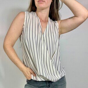 *Banana Republic White & Black V Neck Blouse